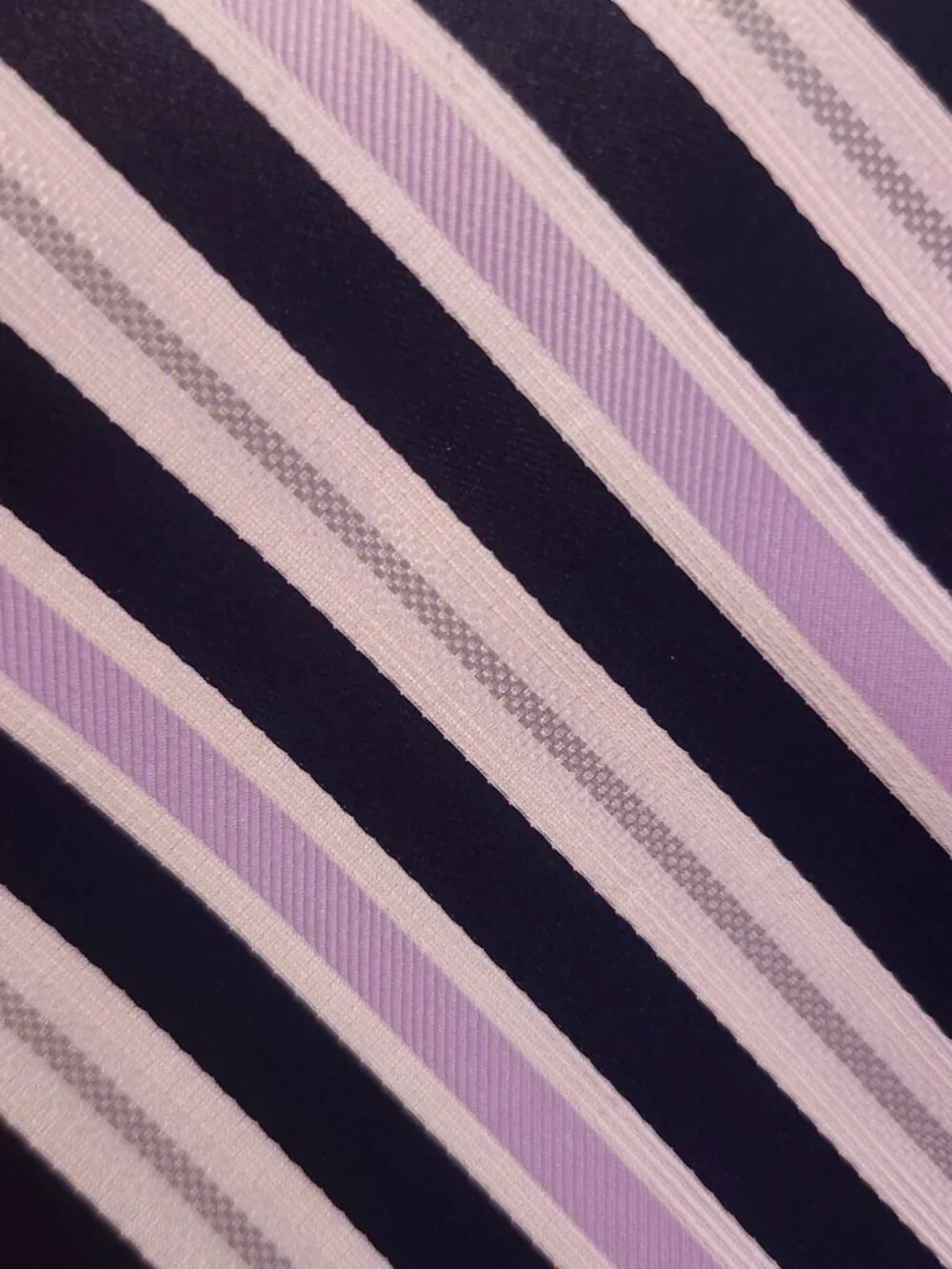 Beau Brummel Soho Pink, White, Black Striped Handmade 100% Silk Repp Tie